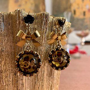 Betsey Johnson Leopard Print Drop Earrings